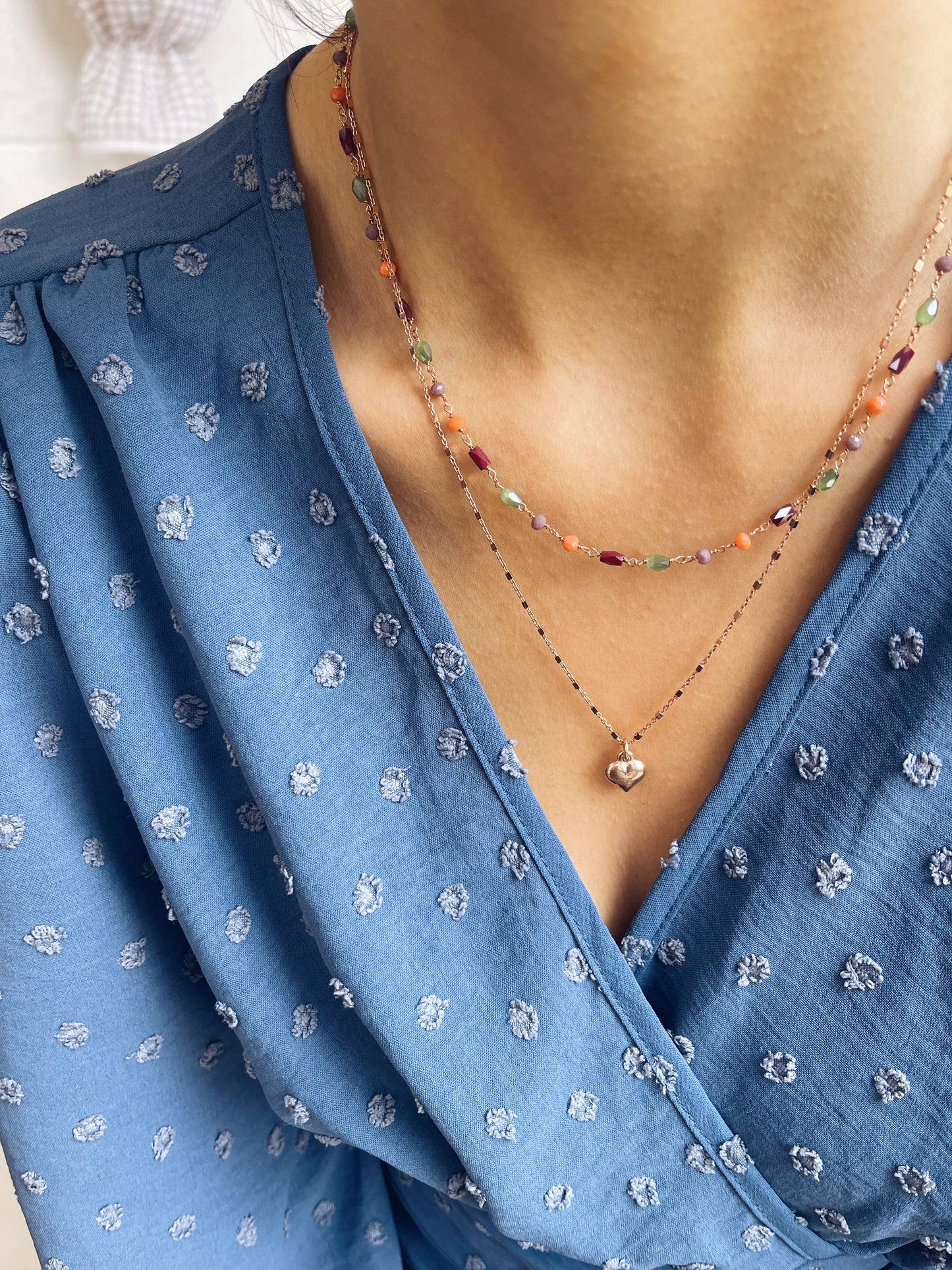 Collana in argento 925 a doppio filo con cuore