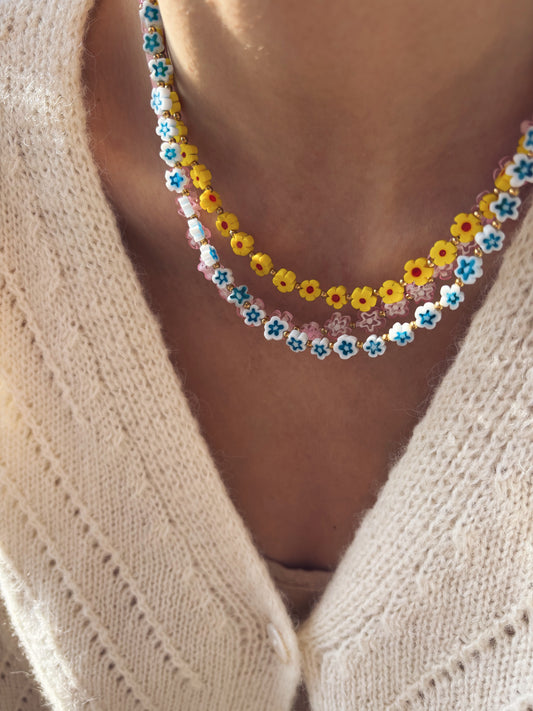 Collana con margherite in vetro di Murano - nuovi colori