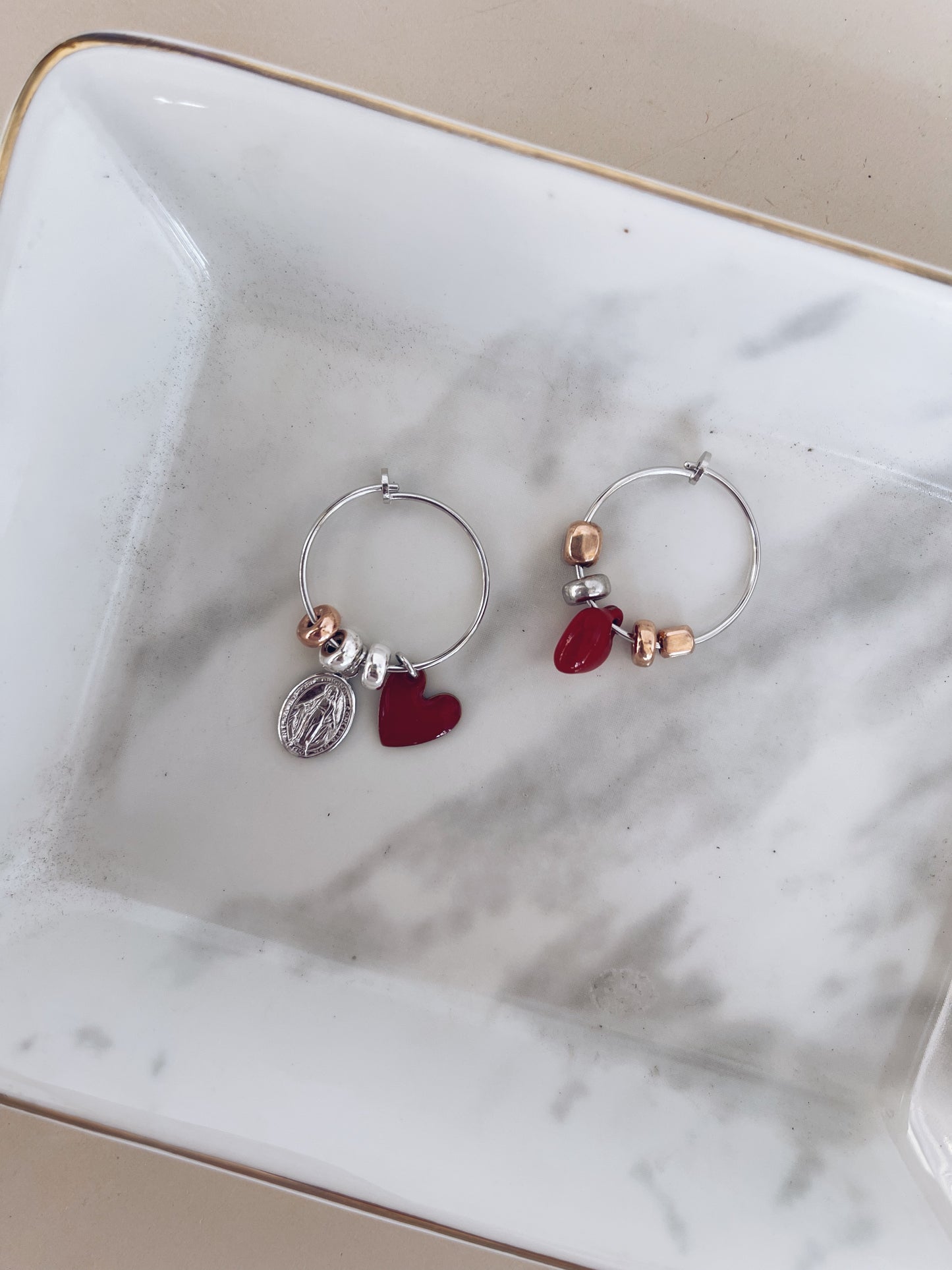 Orecchini cerchi in argento 925 con ciondoli