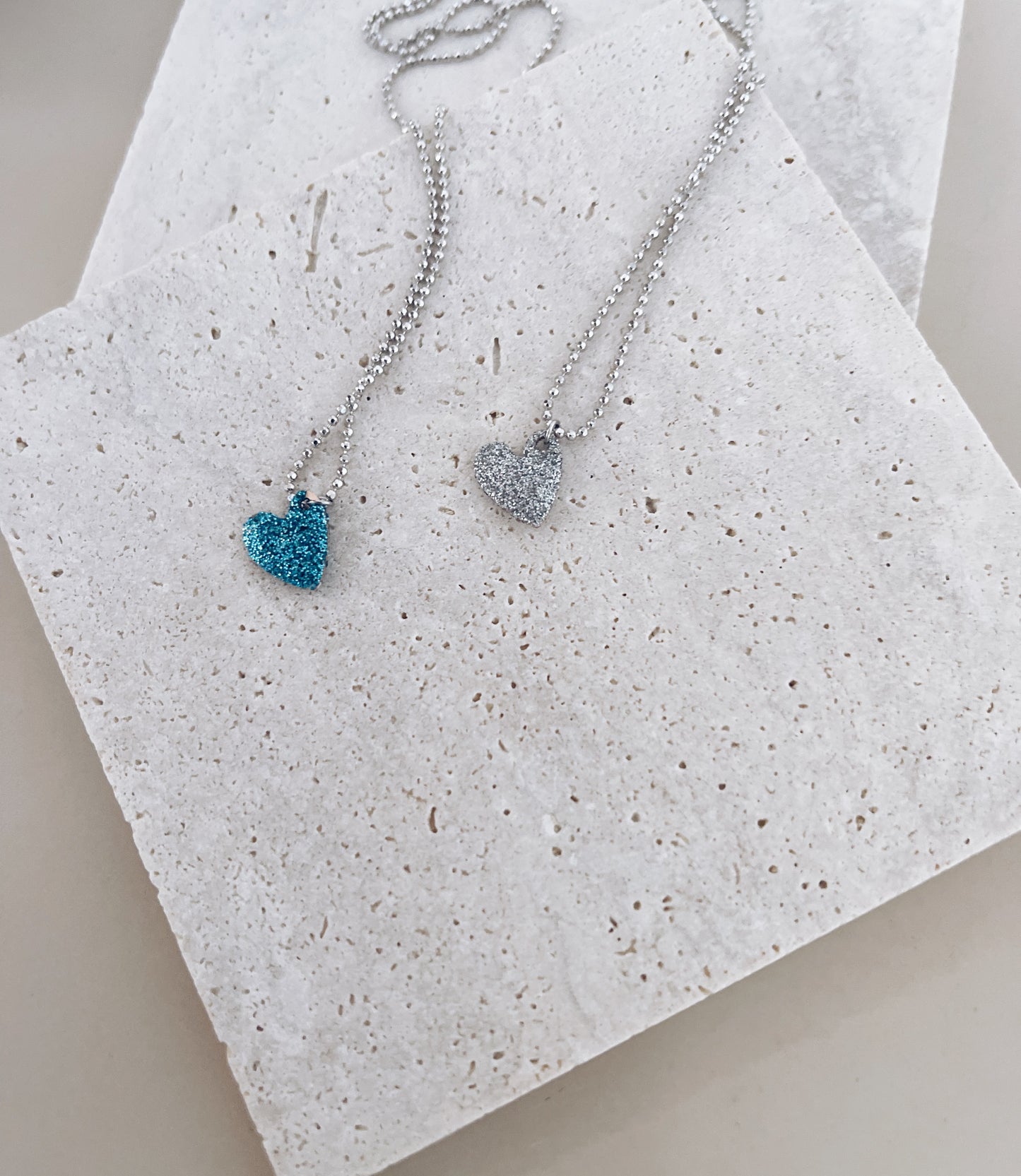 Collana in argento 925 con cuore glitter