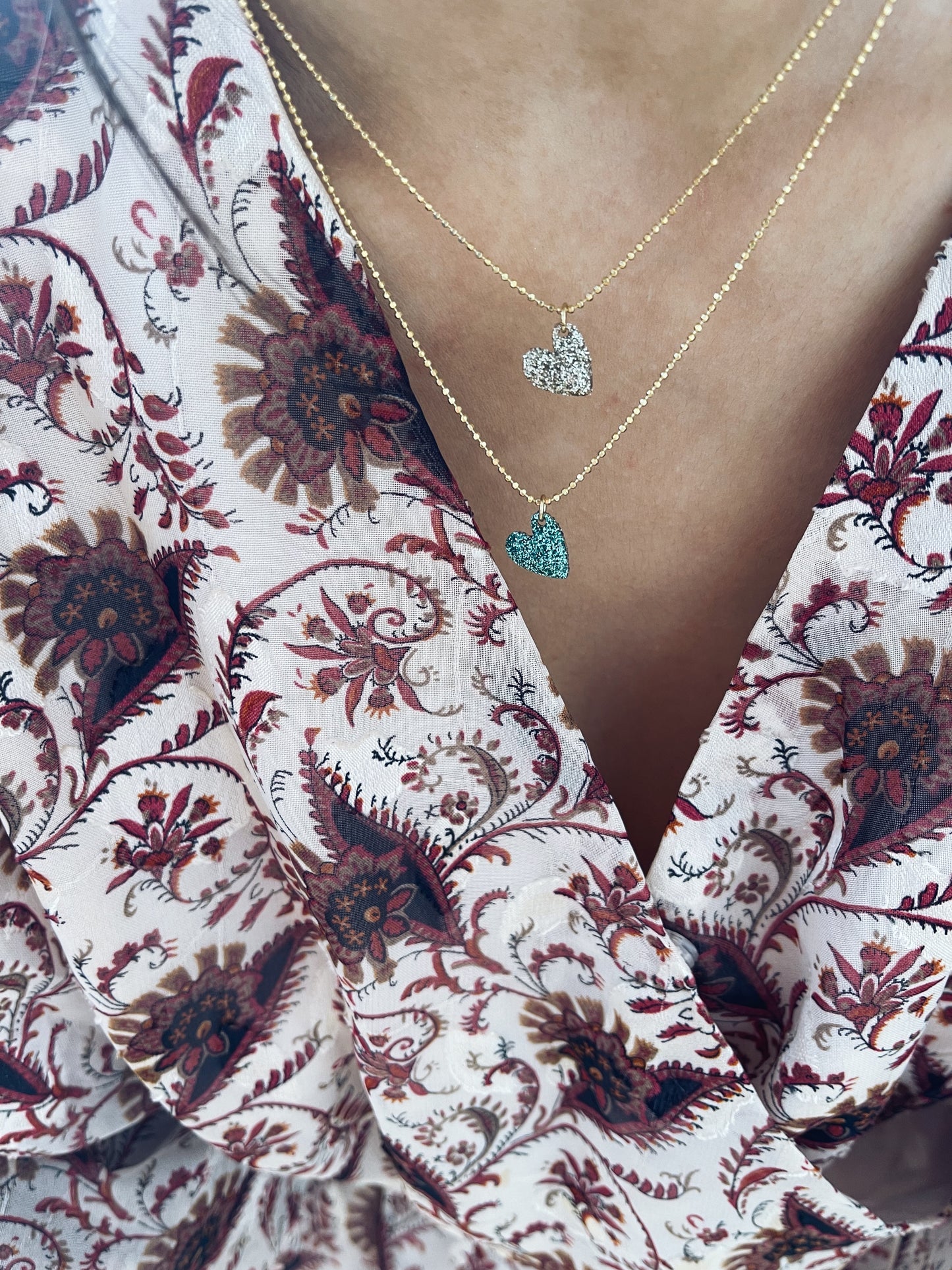 Collana in argento 925 con cuore glitter