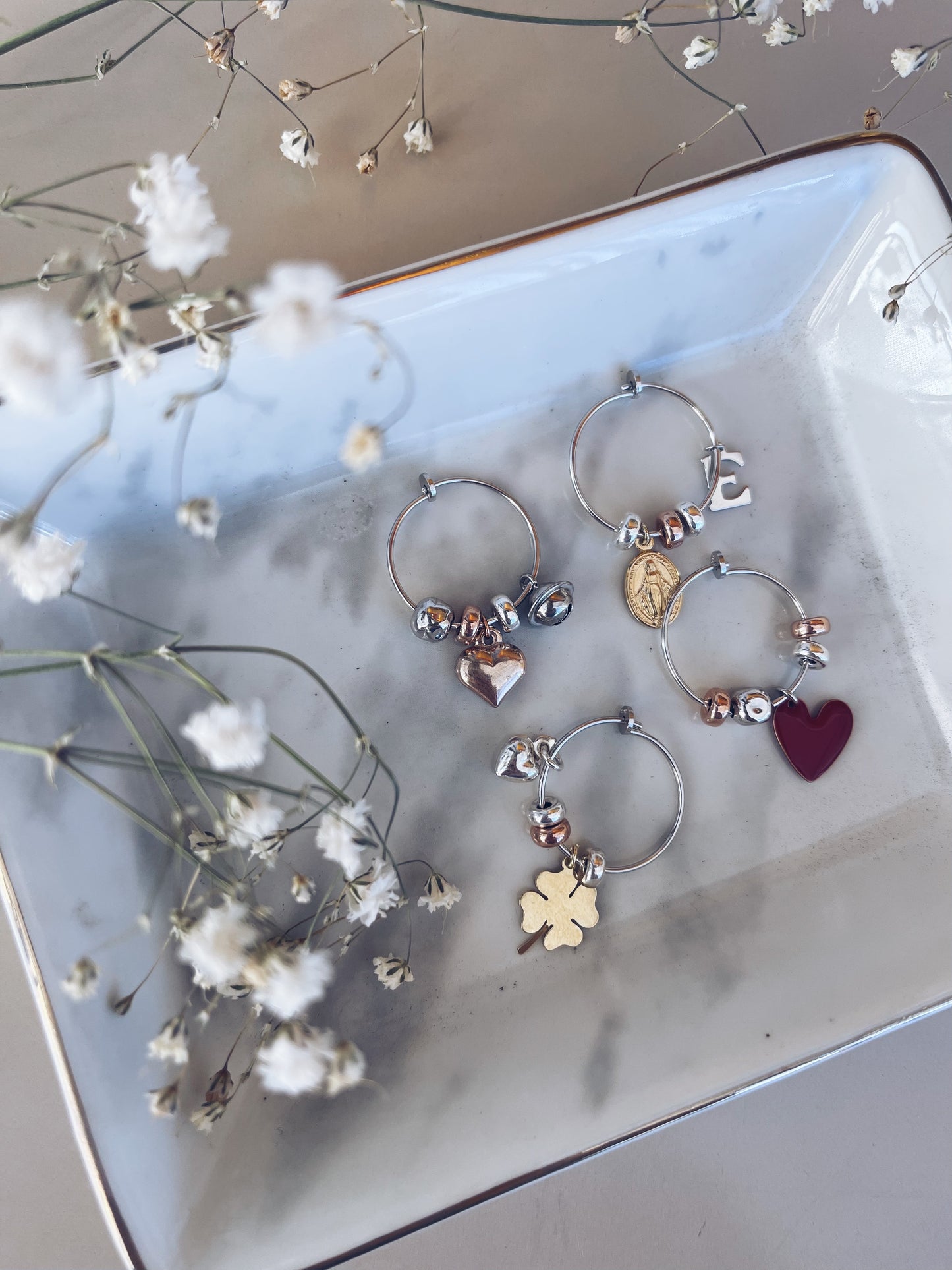 Orecchini cerchi in argento 925 con ciondoli