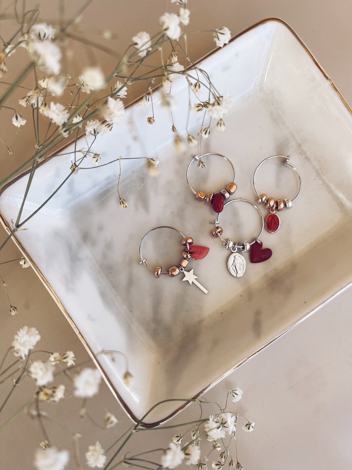 Orecchini cerchi in argento 925 con ciondoli
