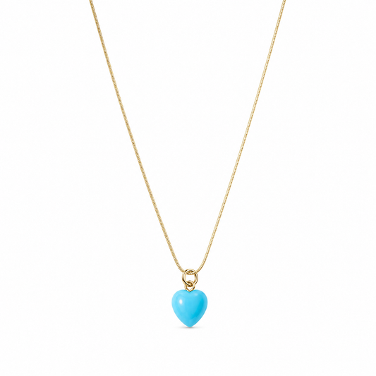 Collana in argento 925 con cuore in pasta di turchese