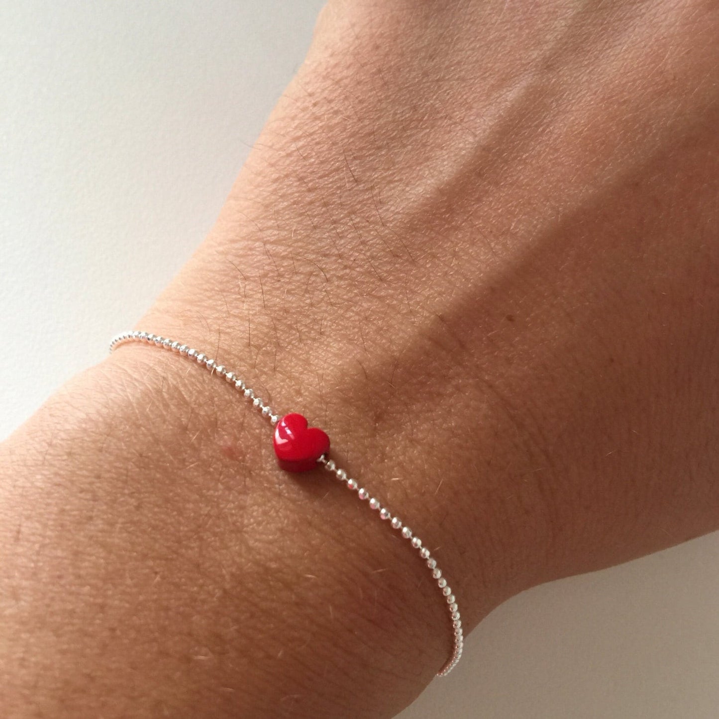 Bracciale in argento 925 e cuore rosso