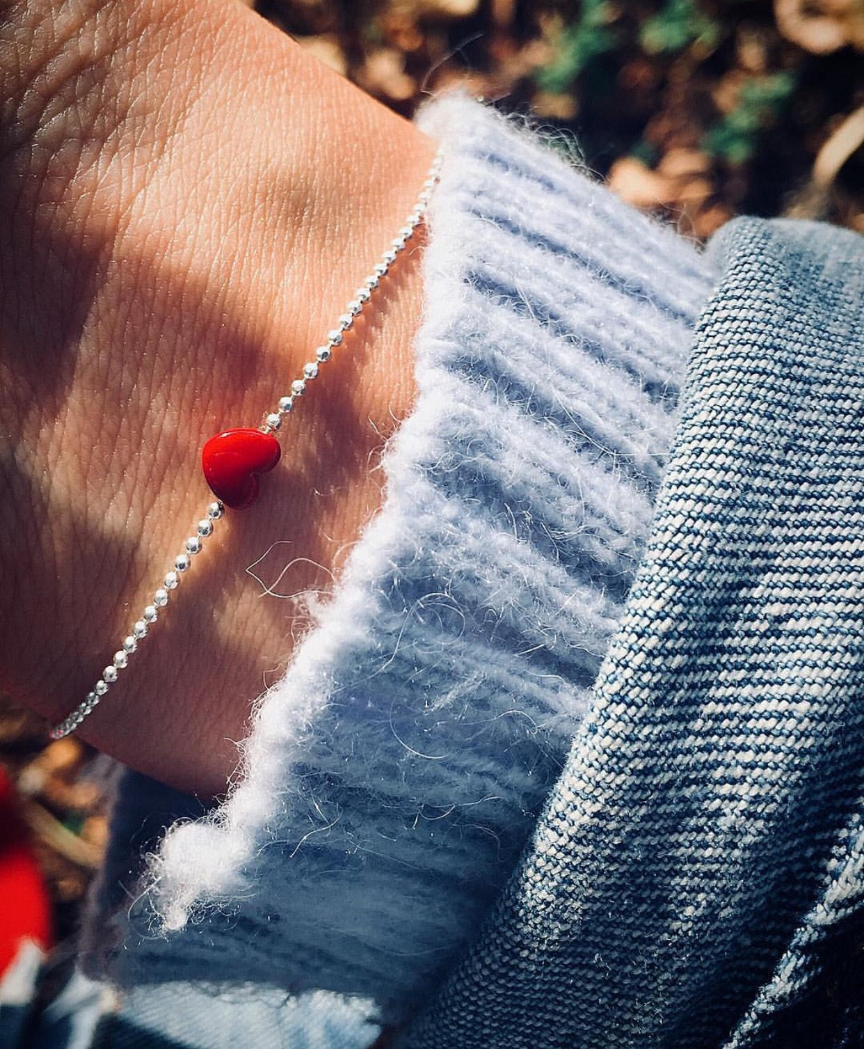 Bracciale in argento 925 e cuore rosso