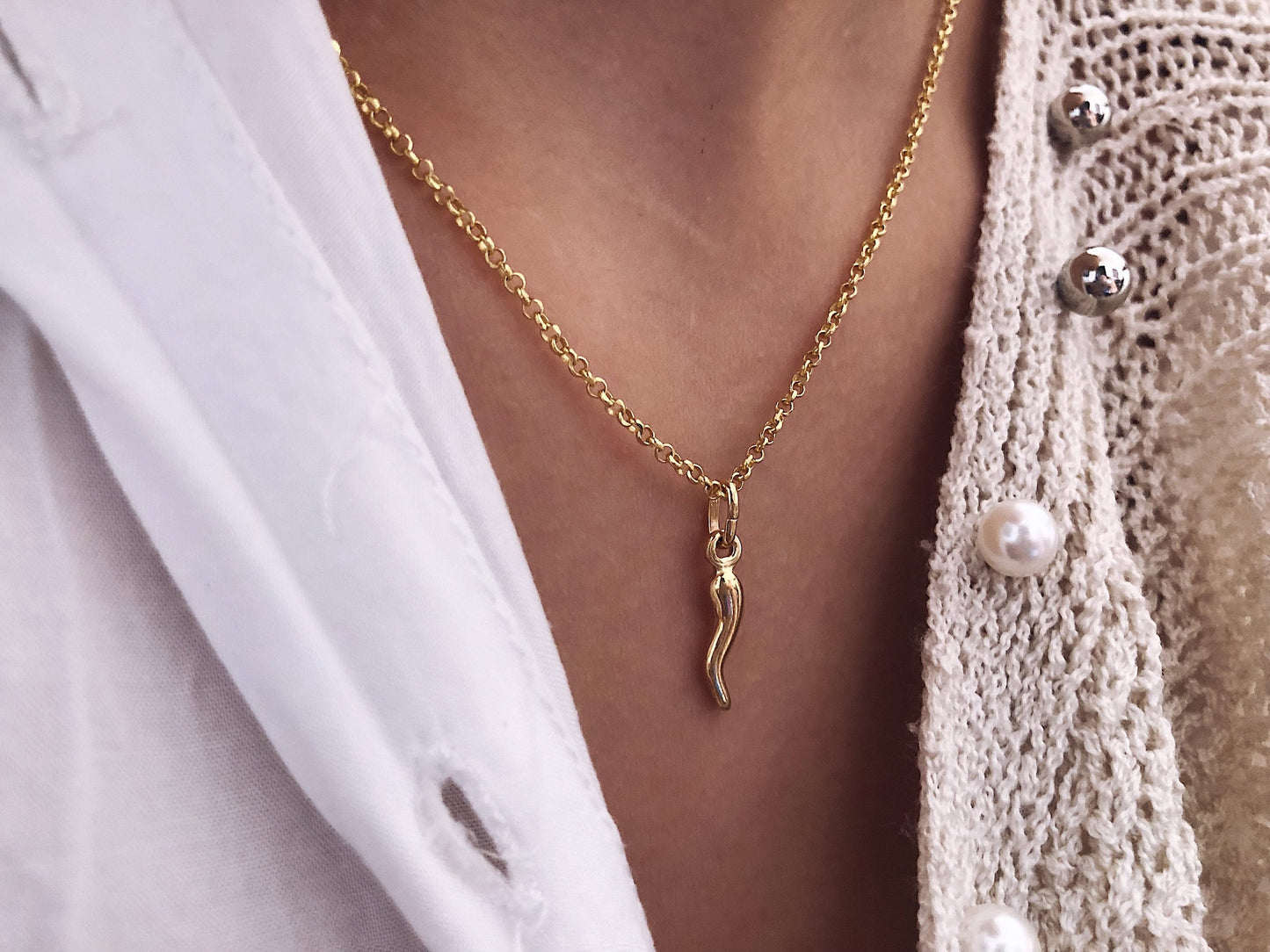 Collana in argento 925 con cornetto