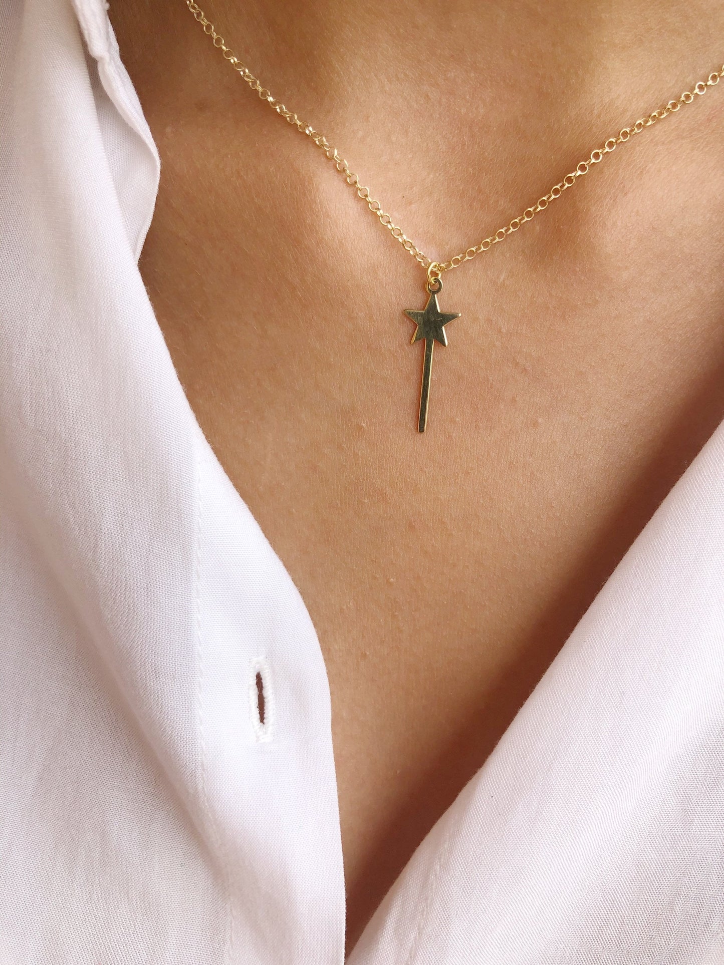 Collana in argento 925 con bacchetta magica