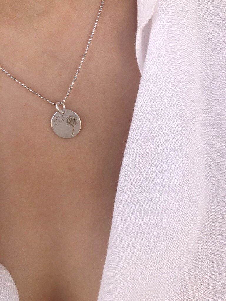 Collana in argento 925 e ciondolo dente di leone