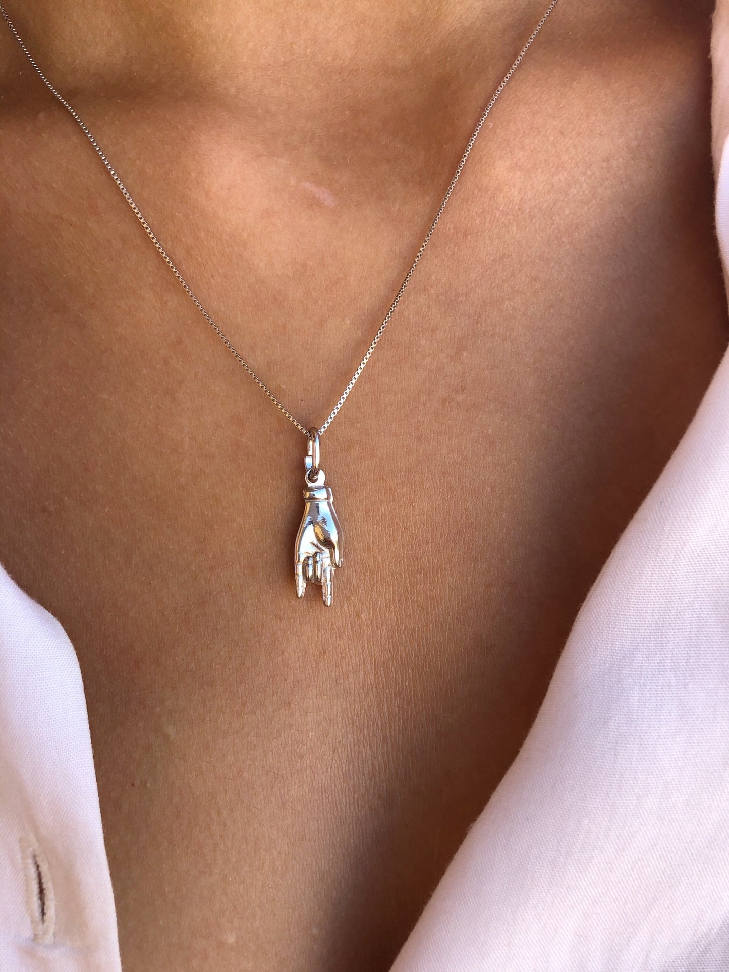 Collana in argento 925 e ciondolo portafortuna