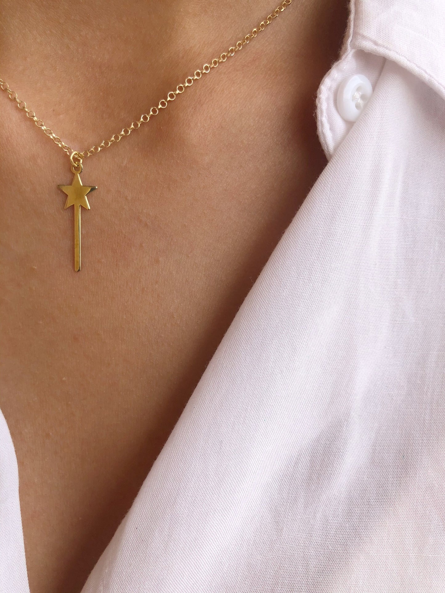 Collana in argento 925 con bacchetta magica