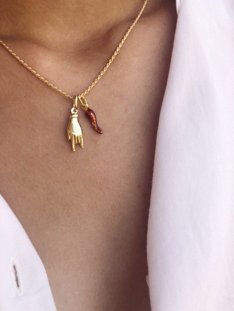 Collana in argento 925 con ciondoli portafortuna