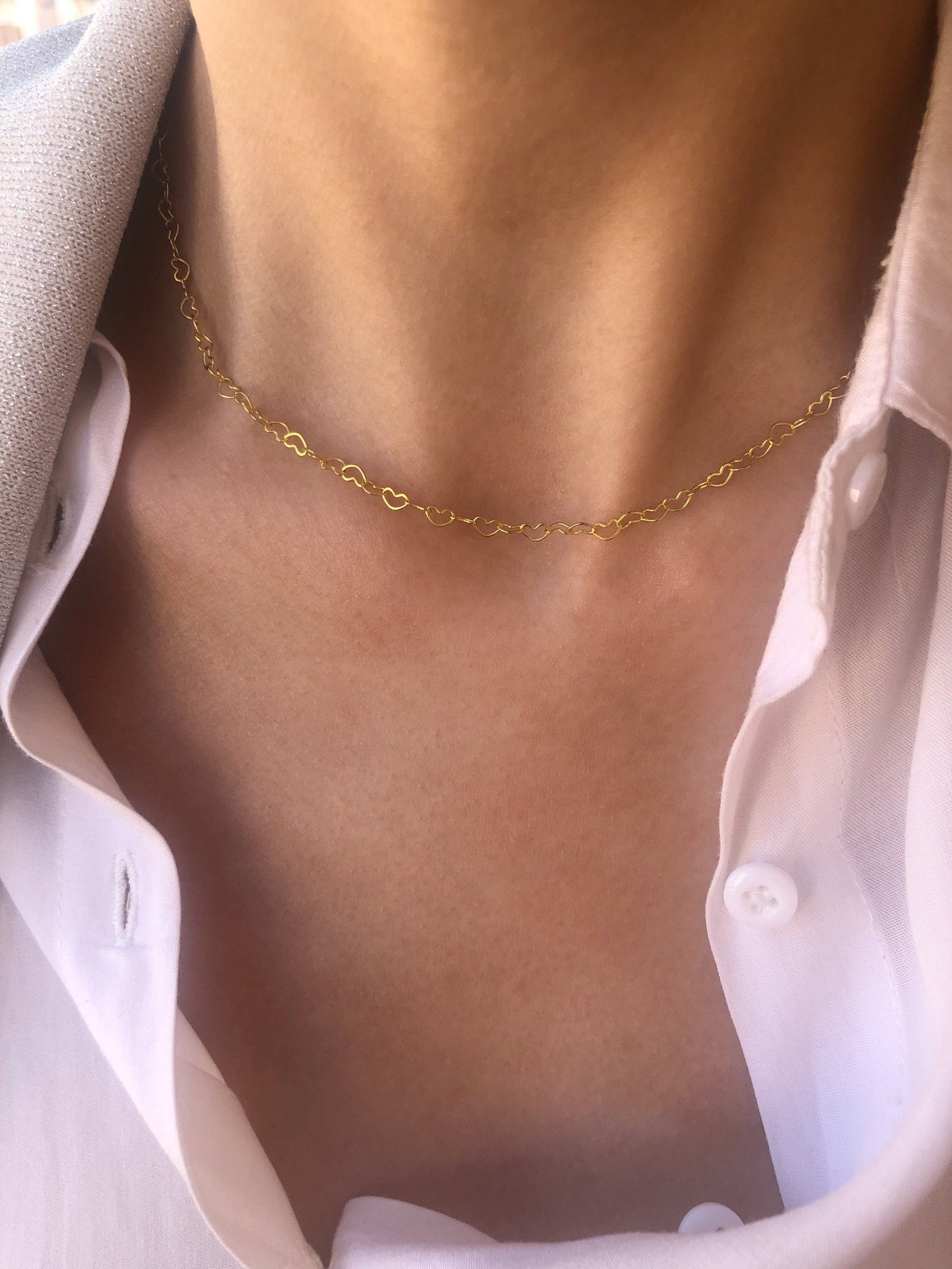 Collana con catena cuori in argento 925