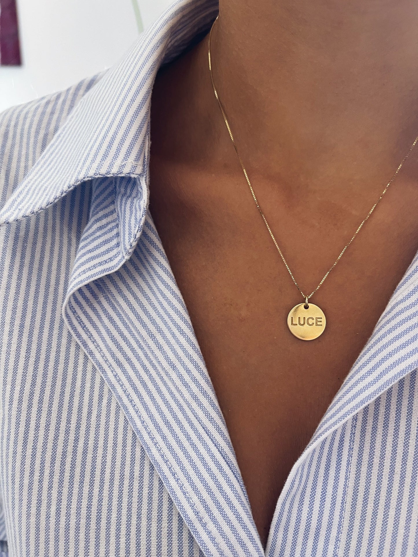 Collana in argento 925 con medaglietta incisa