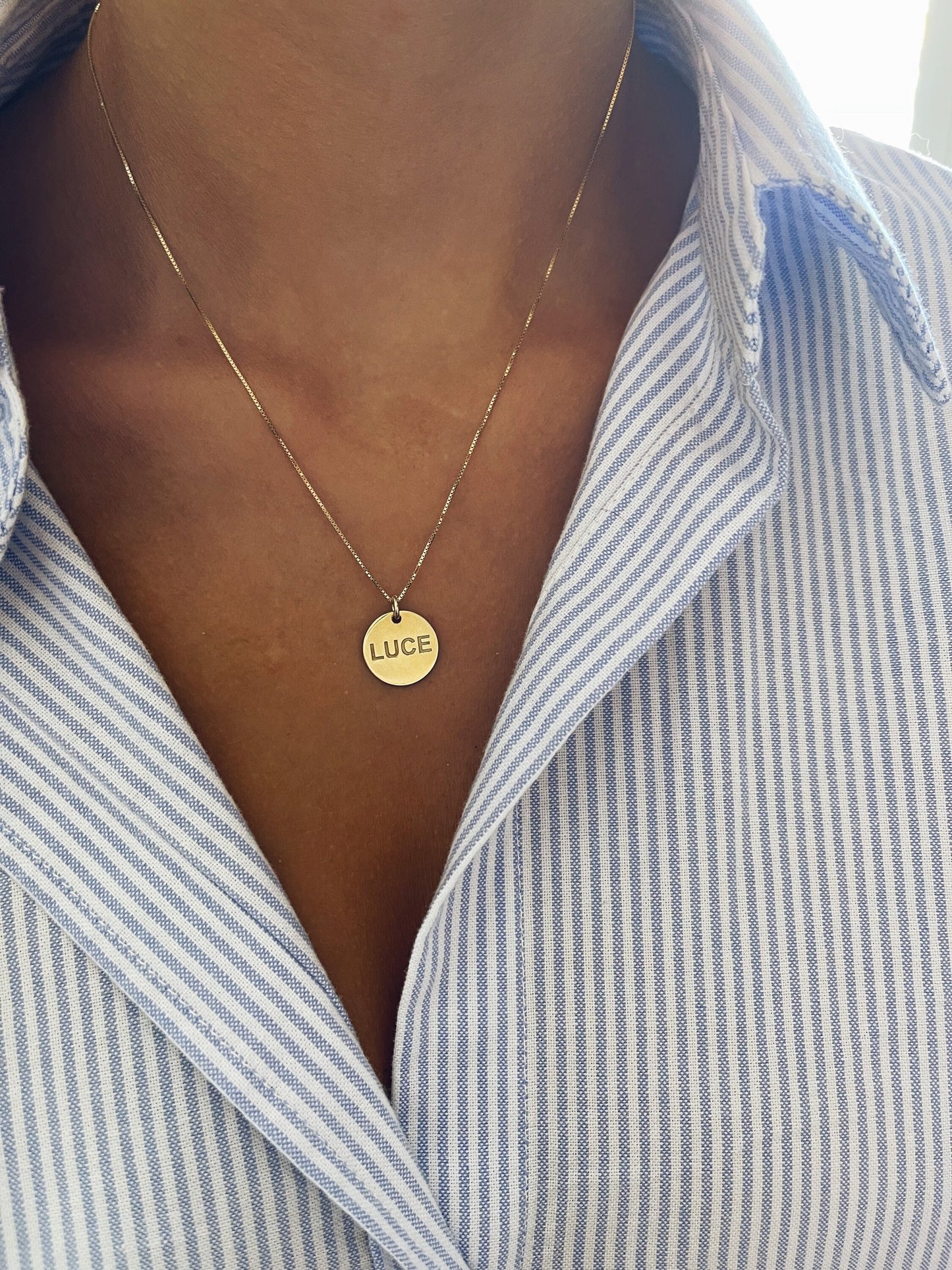 Collana in argento 925 con medaglietta incisa