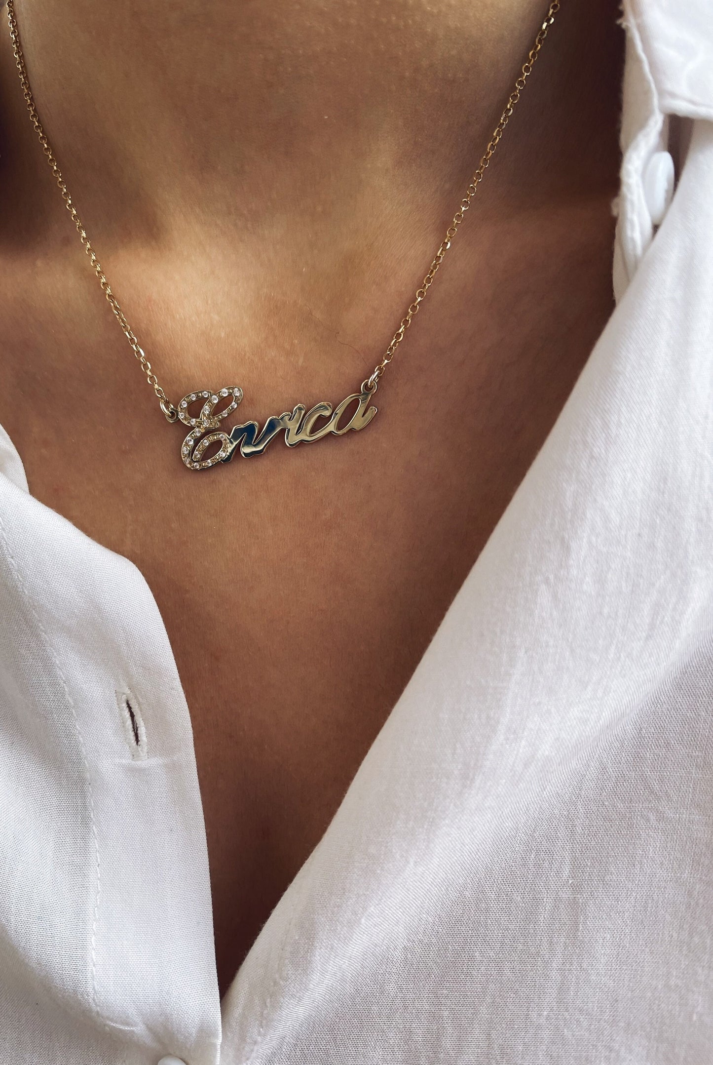 Collana con nome in argento 925 con zirconi