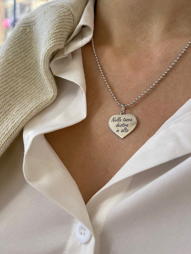 Collana in argento 925 con cuore inciso