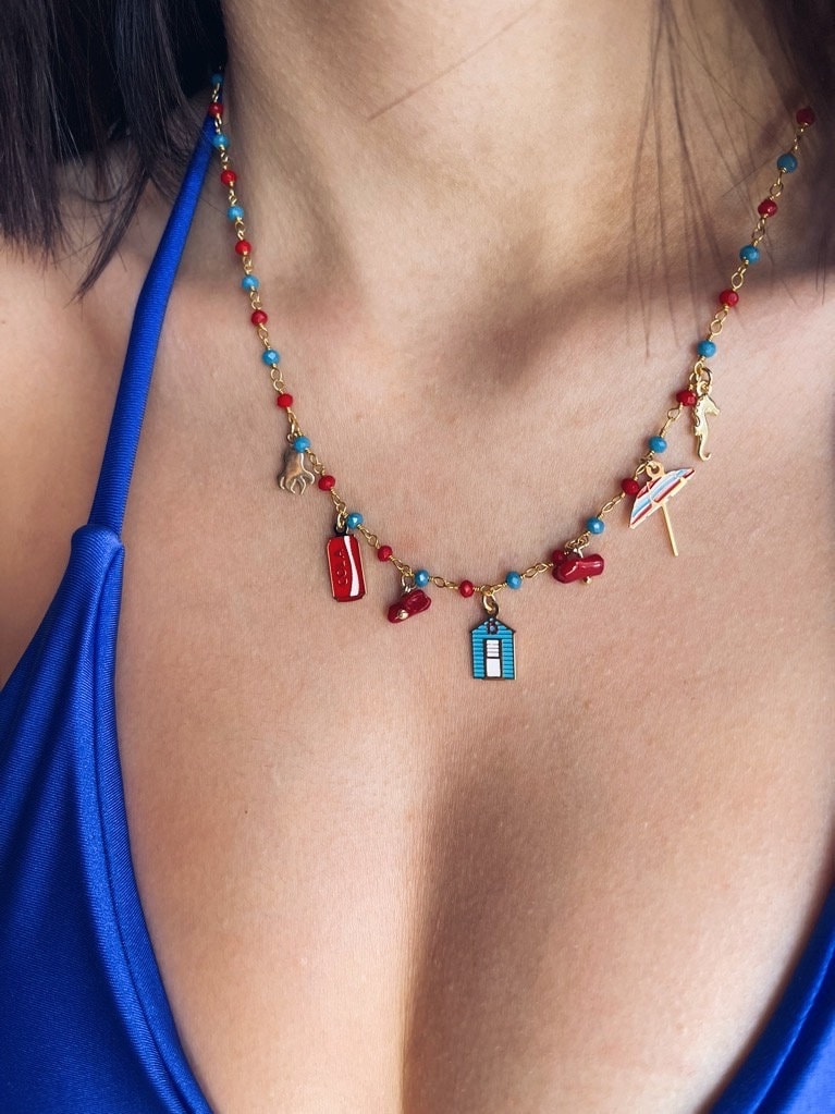 Collana multicharm in argento 925
