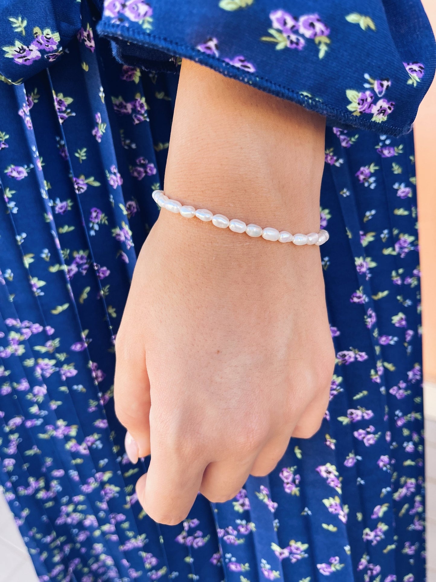 Bracciale con perle di fiume modello riso