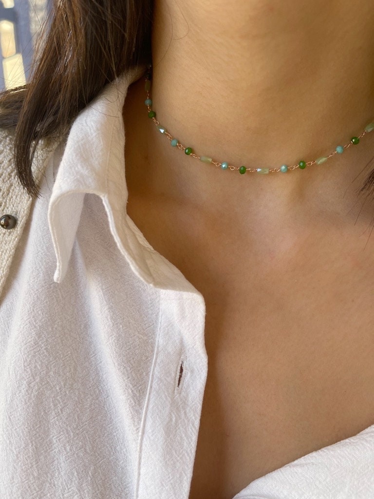 Collana choker rosario verde