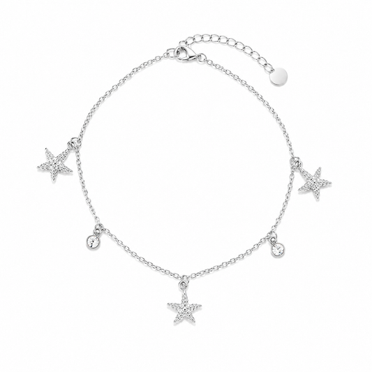 Cavigliera in acciaio silver con stelle marine