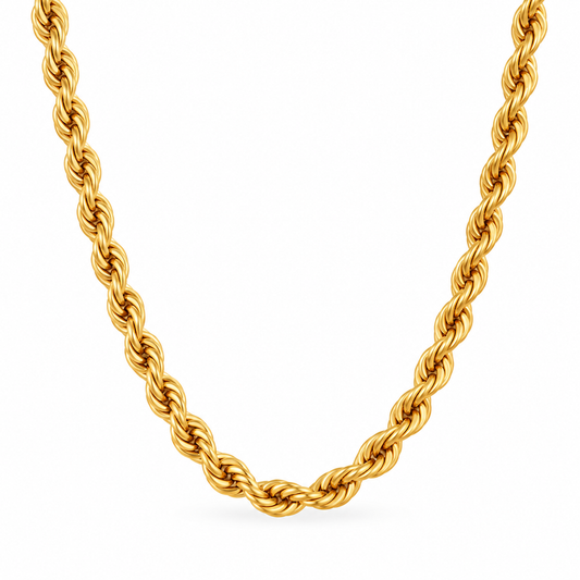 Collana corda in acciaio dorato - 6 mm