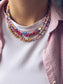 Collana con perline in vetro e letterine - rosa