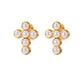 Orecchini croci a lobo in acciaio con perline