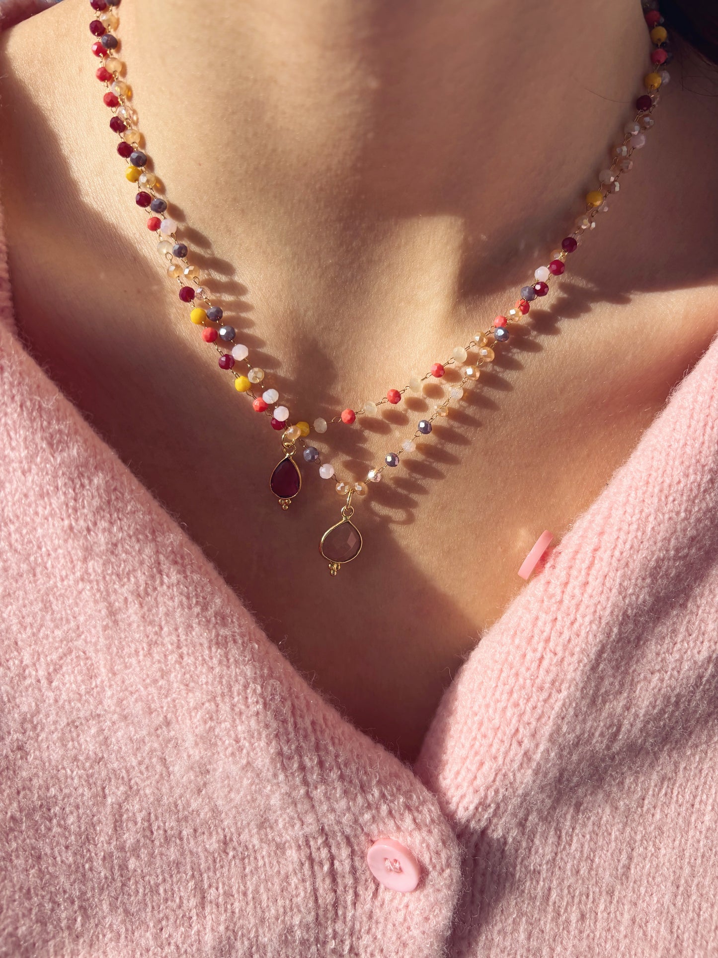 Collane rosario in acciaio con pietre dure