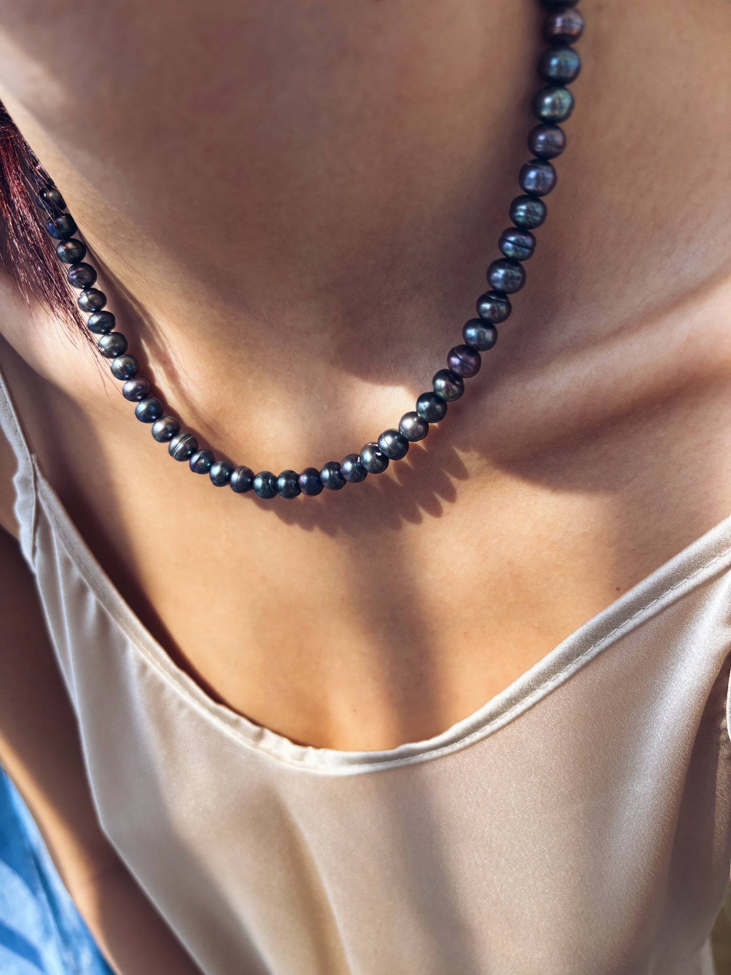 Collana con perle modello cipolla grigio