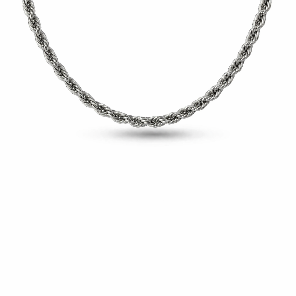 Collana corda in acciaio argentato