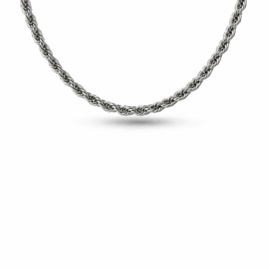 Collana corda in acciaio argentato