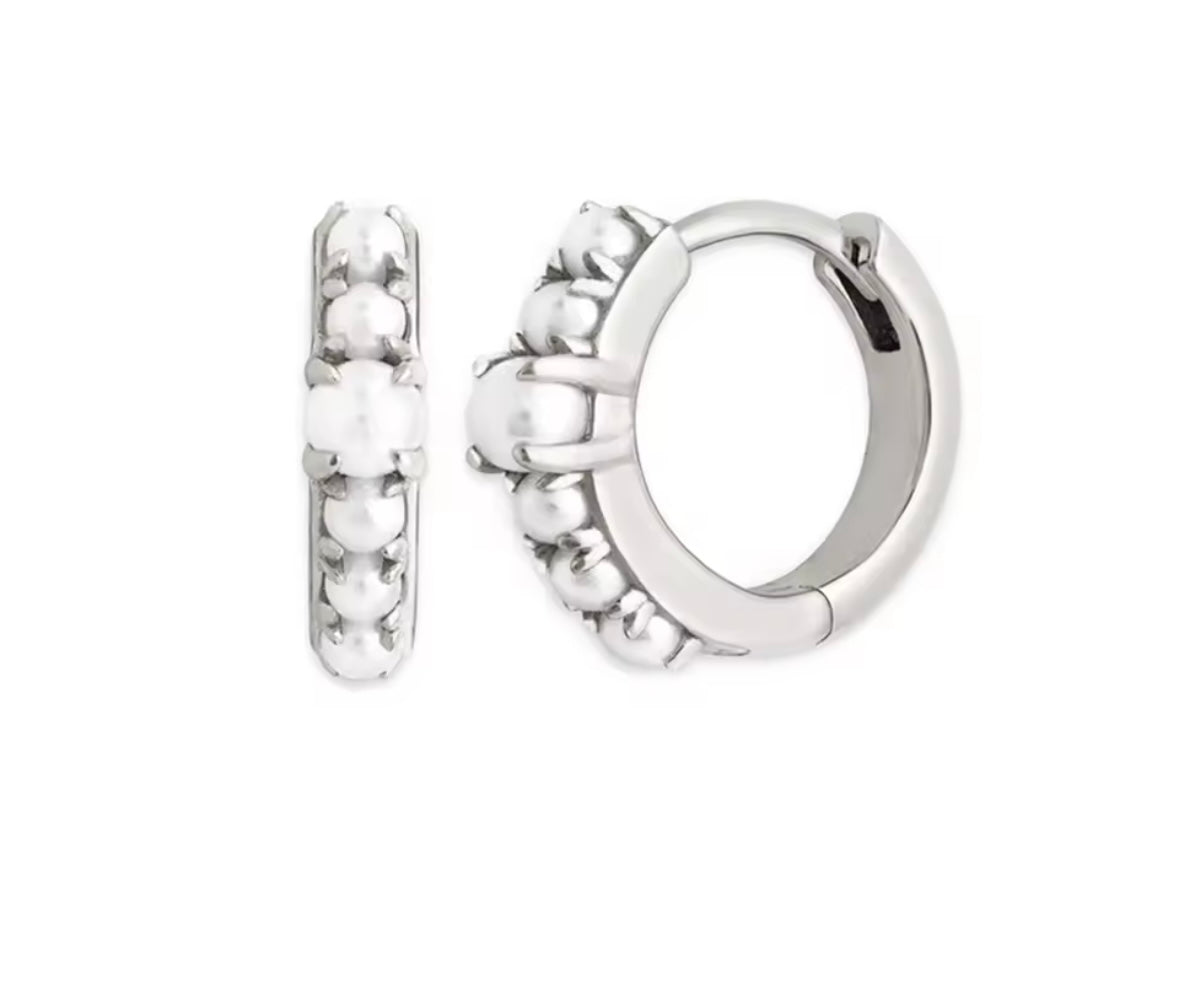 Orecchini mini cerchi in argento 925 con perline
