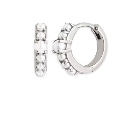 Orecchini mini cerchi in argento 925 con perline