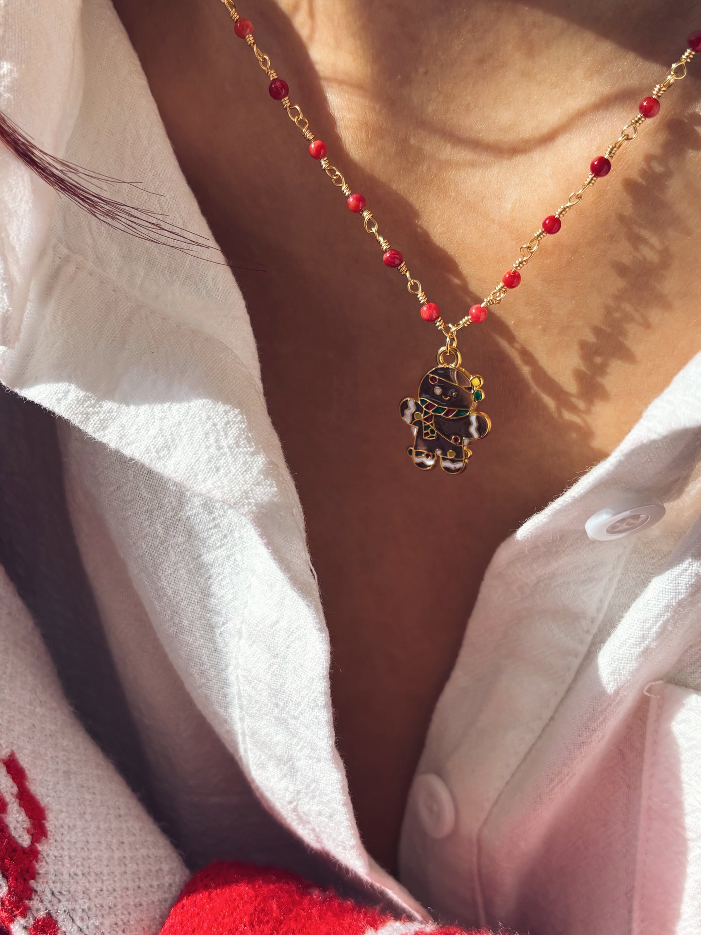Collana natalizia con ciondolo omino di pan di zenzero