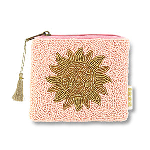 Pochette in cotone con perline cucite a mano