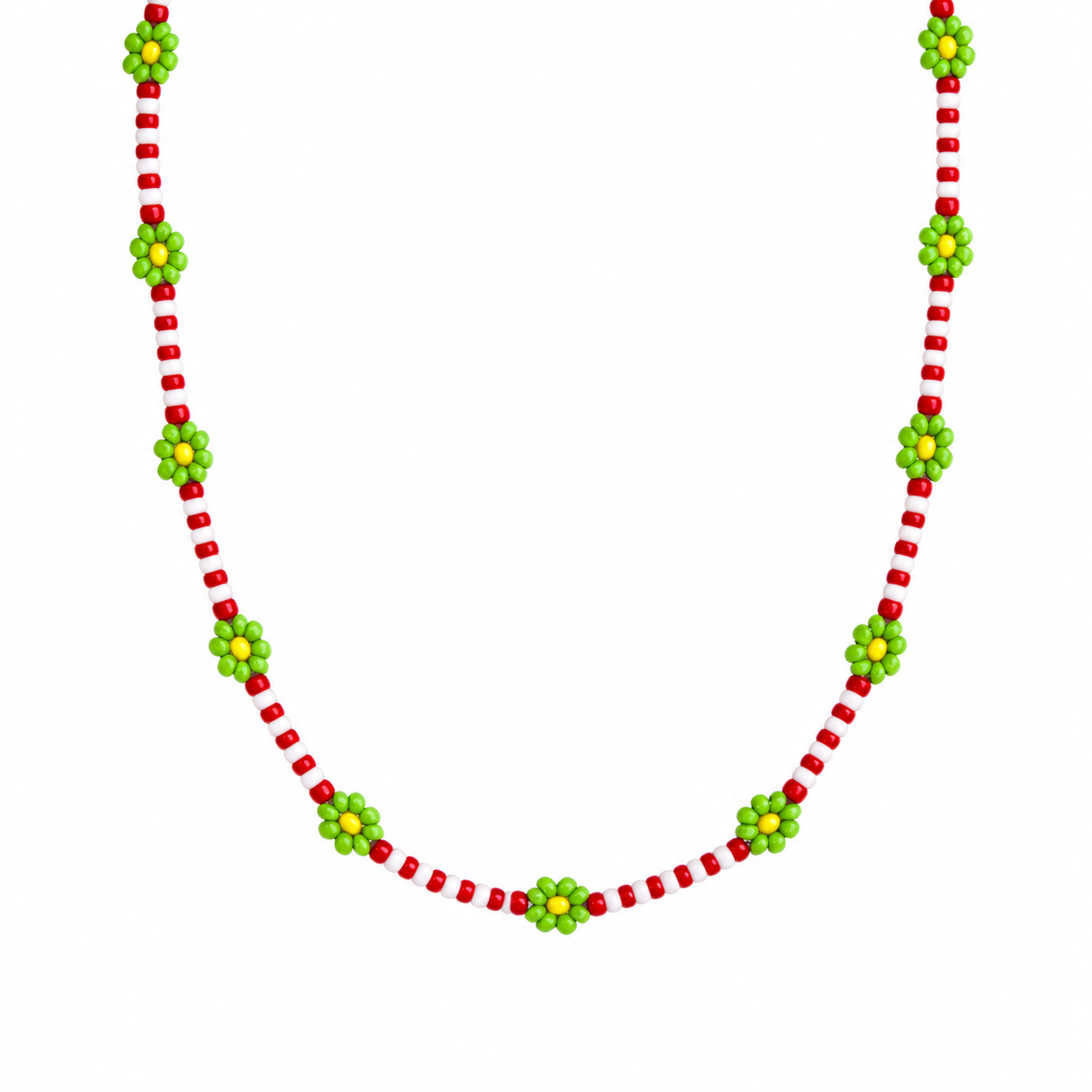 Collana con perline in vetro e margherite