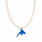 Collana con perle di fiume e delfino in vetro
