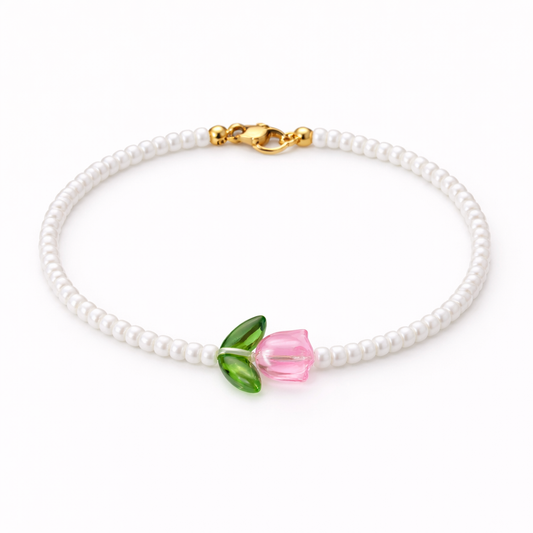 Bracciali con perline in vetro e tulipano