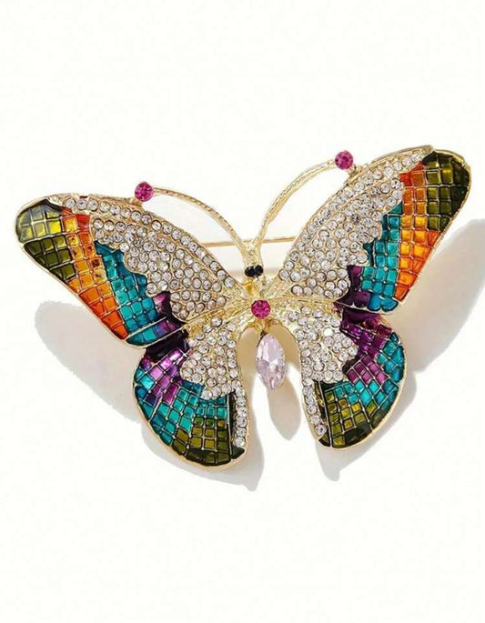 Spilla gioiello a forma di farfalla con strass