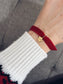 Bracciale in velluto rosso con stella in argento 925 incisa