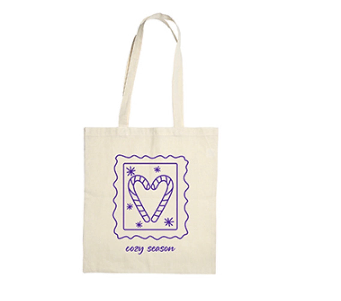 Tote bag in cotone con stampa natalizia