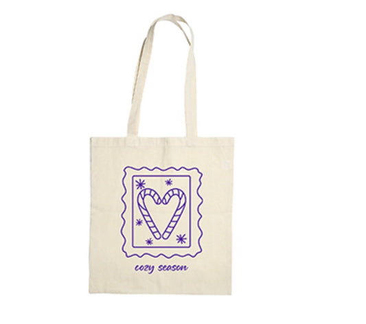 Tote bag in cotone con stampa natalizia