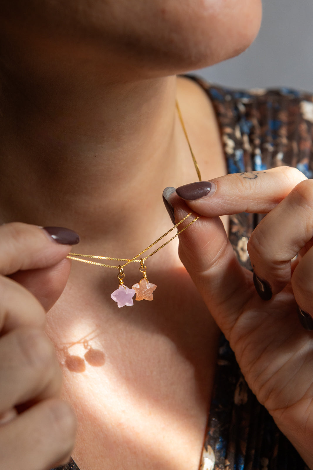 Collana con catena in argento 925 e stella in pietra dura
