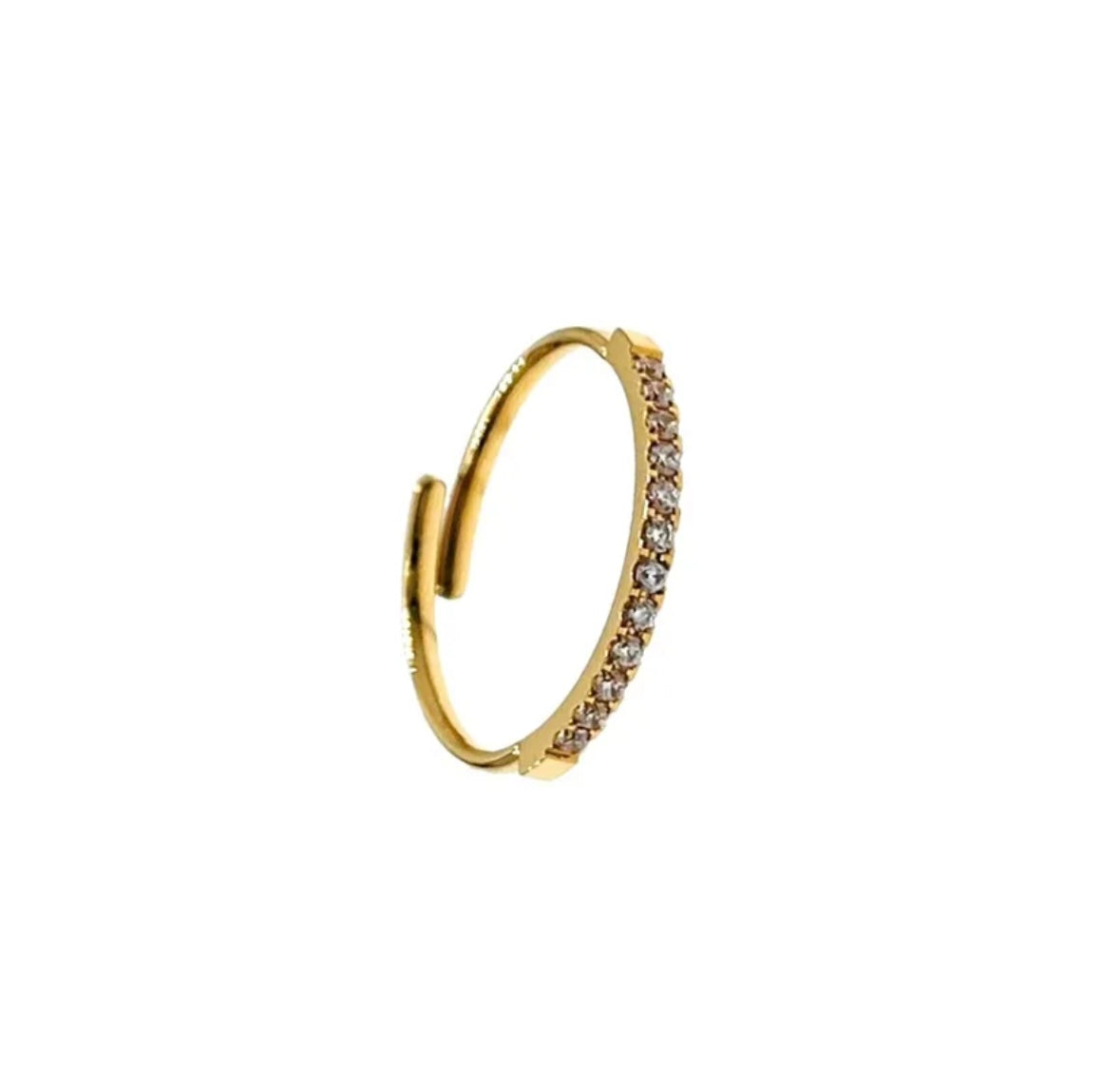 Anello regolabile in acciaio con zirconi