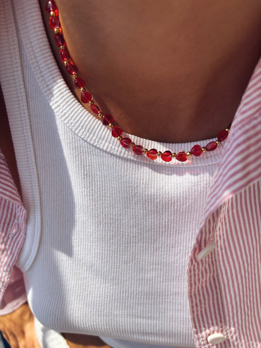 Collana cuori in vetro colorato