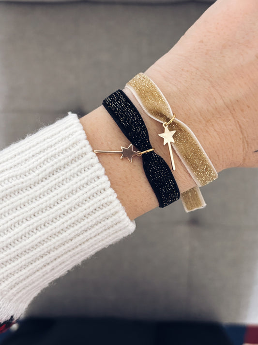 Bracciale in tessuto glitter e bacchetta magica