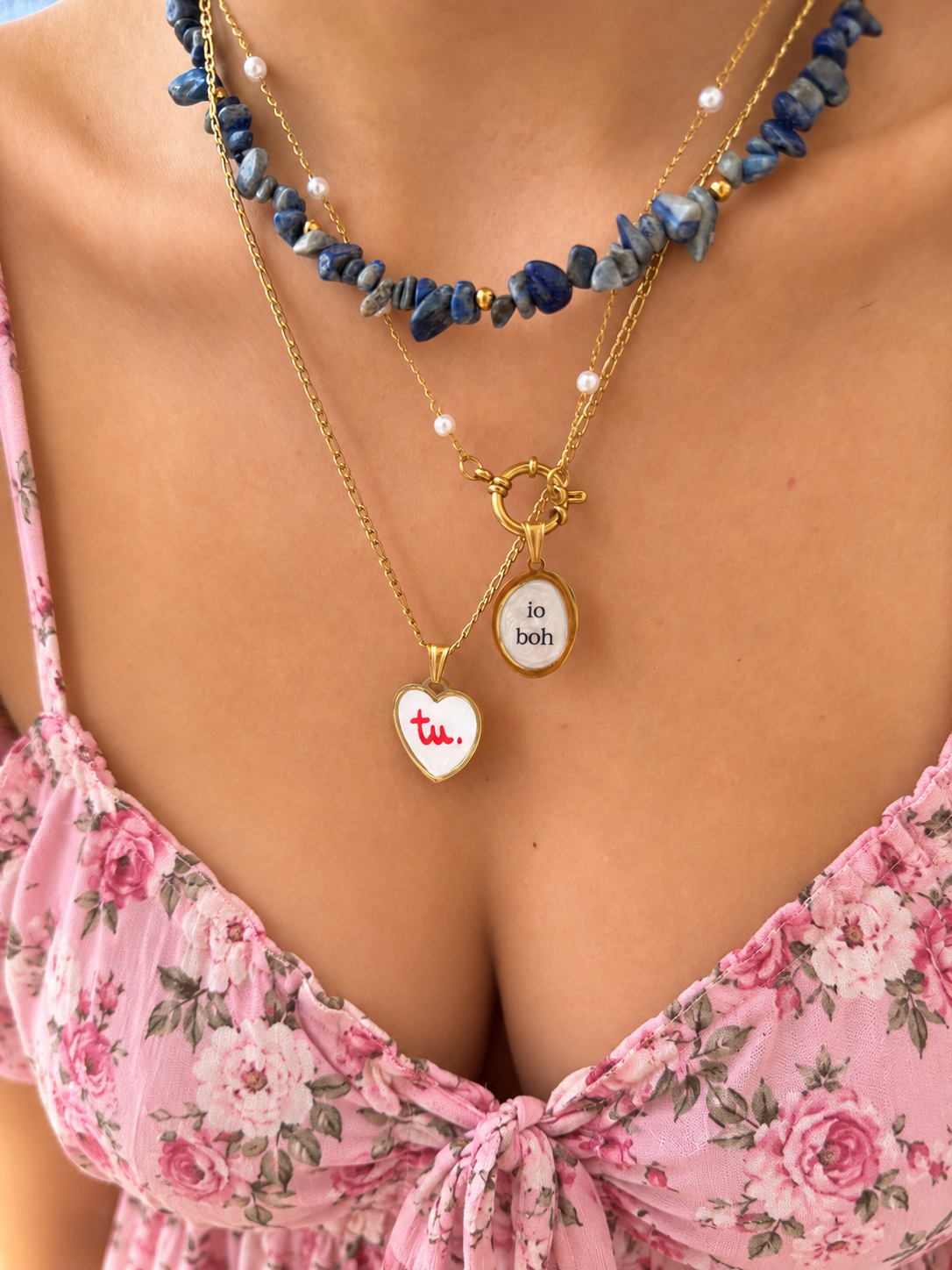 Collana con chips in lapis