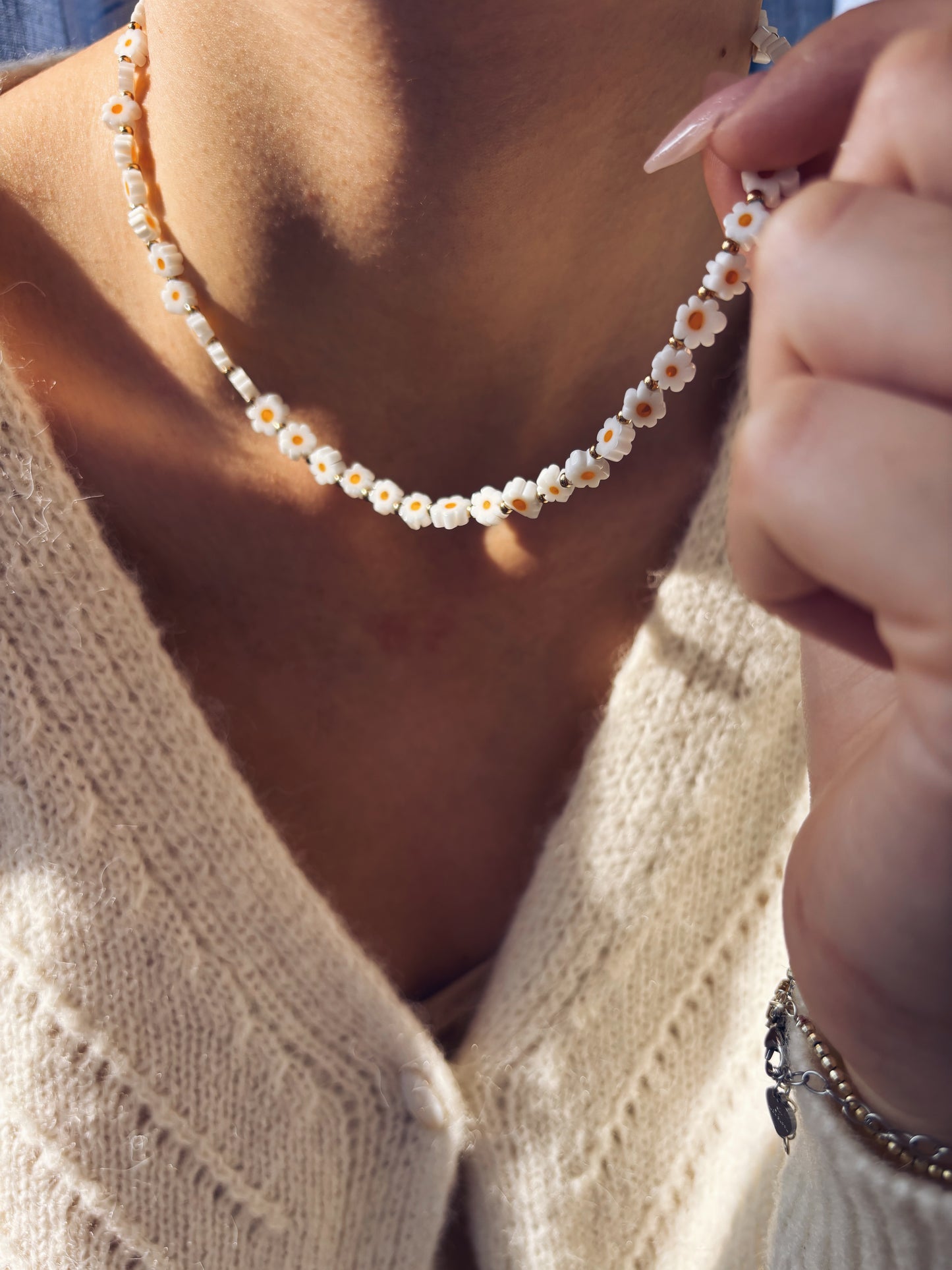 Collana con margherite in vetro di Murano