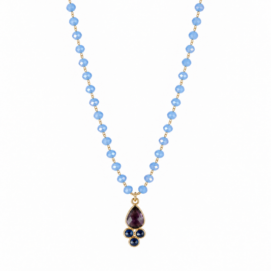 Collana rosario con ametista e lapis